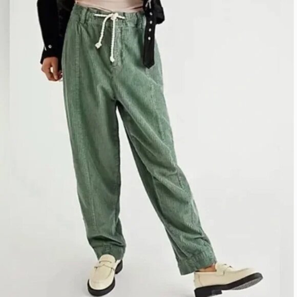 Free People Green Missing From Me Corduroy Barrel Pants